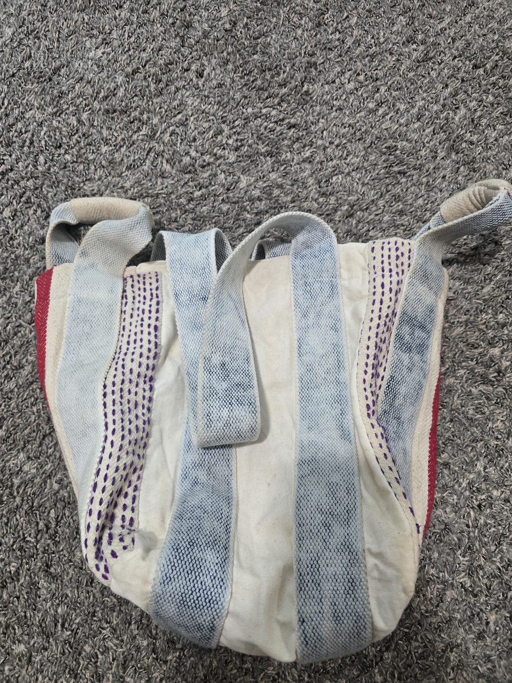 Free People light blue and red striped canvas tote - Picture 4 of 5